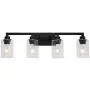 VINLUZ Industrial Black Vanity Light 4 Lights with Clear Glass Shade Farmhouse Bathroom Light Fixtures Metal Wall Lighting Sconces for Hallway Bedroom Living Room