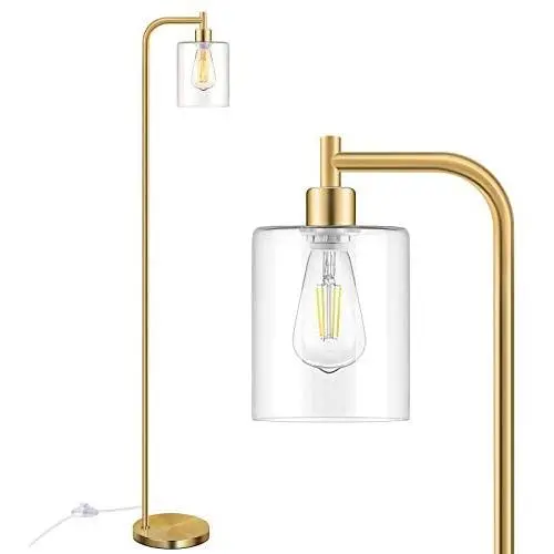Industrial Floor Lamp with Hanging Glass Shade Brass Gold Farmhouse Indoor Pole Light with Edison E26 Base Vintage Rustic Standing Tall Lighting for Living Room Bedroom Office(Bulb Not Included) Industrial Floor Lamp with Hanging Glass Shade Brass Gold Farmhouse Indoor Pole Light with Edison E26 Base Vintage Rustic Standing Tall Lighting for Living Room Bedroom Office(Bulb Not Included)