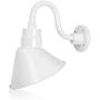 10in. White Outdoor Angle Shade Gooseneck Sign Light Fixture with 10in. Long Extension Arm - Wall Sconce Farmhouse, Vintage, Antique Style - UL Listed - 9W 900lm A19 LED Bulb (5000K Cool White)