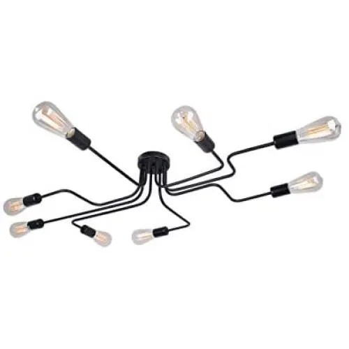 Bowrain 8 Lights Ceiling Light Fixture Industrial Vintage Creative Retro Black Metal Semi Flush Mount Ceiling Lamp for Dining Room Living Room Kitchen Lighting Bowrain 8 Lights Ceiling Light Fixture Industrial Vintage Creative Retro Black Metal Semi Flush Mount Ceiling Lamp for Dining Room Living Room Kitchen Lighting