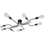 Bowrain 8 Lights Ceiling Light Fixture Industrial Vintage Creative Retro Black Metal Semi Flush Mount Ceiling Lamp for Dining Room Living Room Kitchen Lighting