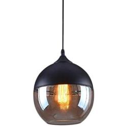 NAANN Glass Globe Pendant Light Fixtures, Black Modern Pendant Lamp, Industrial Vintage Amber Ball Shade Indoor Hanging Lighting for Farmhouse Kitchen Island Living Room E26 Base