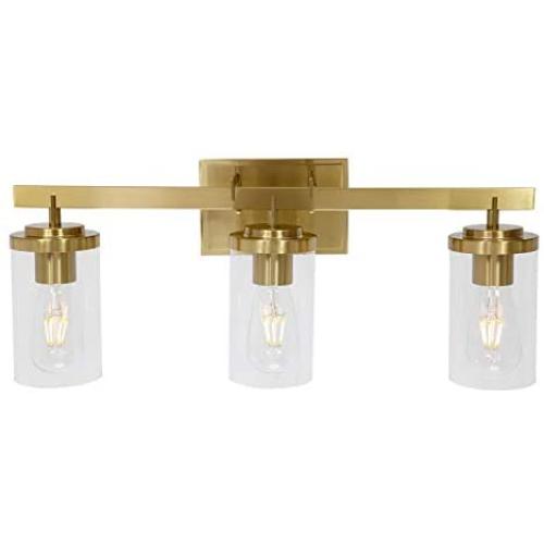 BONLICHT Brushed Brass Vanity Lights Wall Sconce 3 Heads Modern Bathroom Lighting Fixtures Over Mirror Contemporary Indoor Wall Mounted Lamp Gold Wall Light for Kitchen Hallway Living Room Workshop