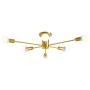Modern Gold Sputnik Chandelier 6-Light Flush Mount Ceiling Light, Mid Century Pendant Lamp Lighting Fixture for Dining Room Living Room Bedroom Kitchen Cafe Bar