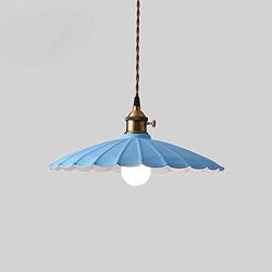 LAKIQ Colorful Indoor Single Pendant Light Lovely Scalloped Shade Mini Hanging Ceiling Lighting Metal Lights Pool Table Hanging Light for Kitchen Island Dining Room Bar Restaurant (Blue, 10)