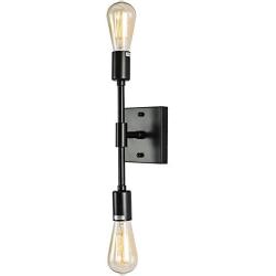 Bathroom Vanity Wall Sconce 2 Lights, Black Industrial Metal Wall Mount Lamp, Mirror Front Wall Decor Light Fixture Modern Minimalist Style for Kitchen Bedroom Mirror Cabinet Dressing Table