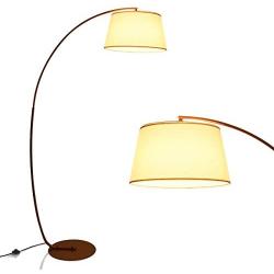 Tangkula Arc Floor Lamp, Arched Floor Lamp with Hanging Fabric Lampshade & Sturdy Base for Reading, Modern Design Tall Standing Hanging Light for Home Living Room Study Bedroom Office (Copper)