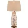 Kylie Cottage Table Lamp Mother of Pearl Tile Vase Beige Drum Shade for Living Room Family Bedroom Bedside Nightstand - Regency Hill Kylie Cottage Table Lamp Mother of Pearl Tile Vase Beige Drum Shade for Living Room Family Bedroom Bedside Nightstand - Regency Hill