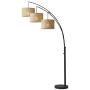 Adesso 4238-26 Trinity Arc Floor Lamp Antique Bronze FinisH, Beige Burlap Lamp. Home Decor Lamps and Light Fixtures, 82'',3 Arm