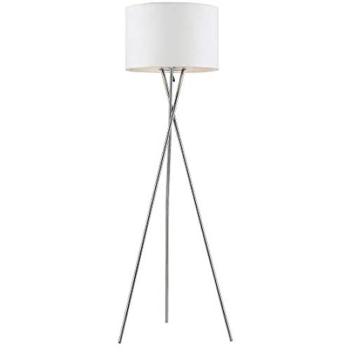 Ambiore Lisboa Tripod Floor Lamp - 62 inch Morden for Living Room Office - Metal Chrome Tripod with White TC Fabric Shade