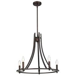 Emliviar Modern Farmhouse Dining Room Chandelier, 5-Light Kitchen Pendant Light in Oil Rubbed Bronze Finish, 010-5 ORB