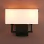 Indoor Bedside Wall Lamp Light, Yosoan 2-Light 1-Pack Vintage Industrial Wall Sconce with Square Fabric Shade for Reading Bedroom Living Room Dinning Room Hotel (Black)