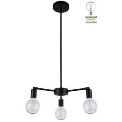 XiNBEi Lighting Chandeliers, 3 Light Black Pendant Light Ceiling Chandelier Light with LED Bulbs for Kitchen & Dining Room XB-C1211-3-MBK