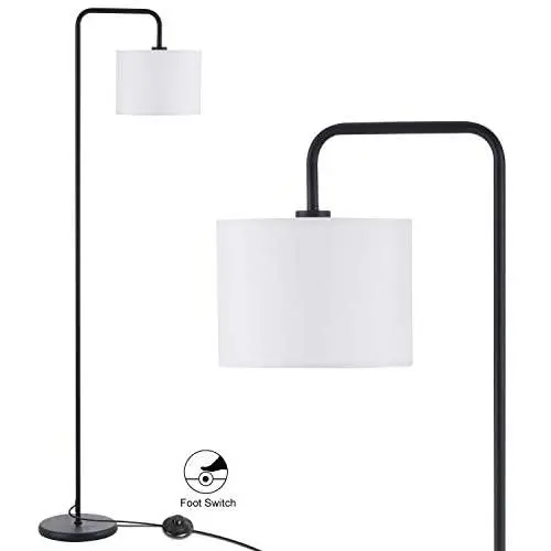 Innqoo LED Floor Lamp with Hanging Lamp Shade, Modern Standing Lamp with Foot Switch, Simple Basic Floor Lamp for Living Room, Bedroom(Without Bulb)