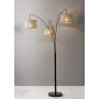 Adesso 4238-26 Trinity Arc Floor Lamp Antique Bronze FinisH, Beige Burlap Lamp. Home Decor Lamps and Light Fixtures, 82'',3 Arm