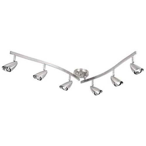 NOMA Track Lighting | Foldable & Adjustable Ceiling Light Fixture | Perfect for Kitchen, Hallway, Living Room, and Bathroom | Brushed Steel, 6-Light NOMA Track Lighting | Foldable & Adjustable Ceiling Light Fixture | Perfect for Kitchen, Hallway, Living Room, and Bathroom | Brushed Steel, 6-Light