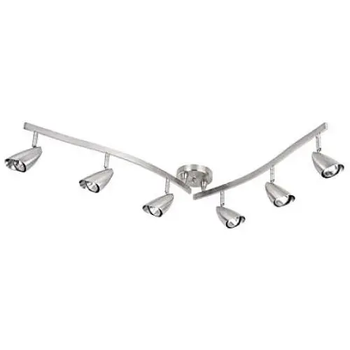 NOMA Track Lighting | Foldable & Adjustable Ceiling Light Fixture | Perfect for Kitchen, Hallway, Living Room, and Bathroom | Brushed Steel, 6-Light