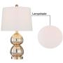 Maxax Traditional Table Lamps Set of 2 Bedside Lamp with Gold Mercury Glass in White Shade for Living Room Family Bedroom Office