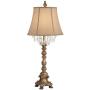 Duval Cottage Table Lamp Crystal Gold Candlestick Beige Bell Shade for Living Room Family Bedroom Bedside Nightstand - Barnes and Ivy