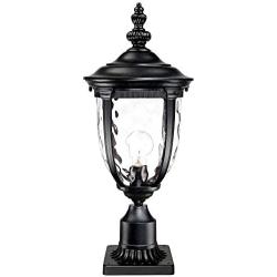 Bellagio Post Light Pier Mount Textured Black 24 1/2'' Hammered Glass for Deck Porch Patio - John Timberland