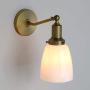 Permo Industrial Vintage Slope Pole Wall Mount Single Sconce with 5.5'' Oval Dome Milk White Glass Shade Wall Sconce Light Lamp Fixture (Antique)