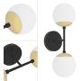 Tipace Modern Glass Ball Wall Light, Mid Century Globe Wall Sconce Antique Brass and Black 2-Light for Restaurant Living Room Bedside Stairs Bathroom Mirror(Exclude Bulb)