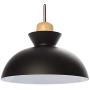 SkyTalent Modern Wooden Handle Pendant Hanging Light, Macaron Pendant Lighting Metal Shade Chandeliers Hanging Lighting Retro Industrial lamp for Dining Room Bulbs Not Included (Black)