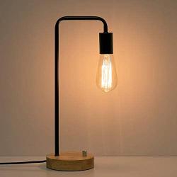HAITRAL Industrial Desk Lamp, Vintage Edison Bulb Table Lamp for Dorm, Office, Bedroom, Living Room - Black (Without Bulb)