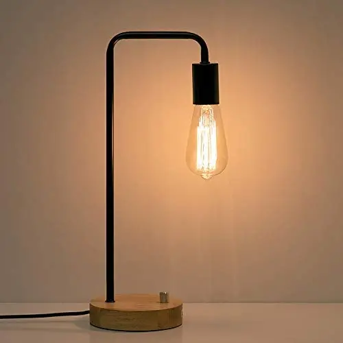 HAITRAL Industrial Desk Lamp, Vintage Edison Bulb Table Lamp for Dorm, Office, Bedroom, Living Room - Black (Without Bulb)
