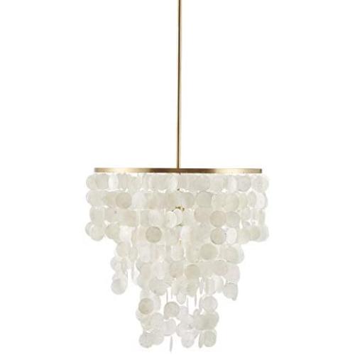 Urban Habitat MPS150-0093 Isla Modern Classic Chandeliers-Metal, White Shell Shade Pendant Ligthing Lamp Ceiling Dining Room Lighting Fixtures Hanging