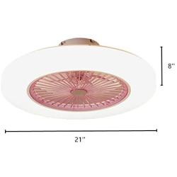 BAYCHEER Acrylic Doughnut Ceiling Fan Light Simple Living Room LED Semi Flush Mounted Lamp Fixture for for Living Room/Kitchen/Bedroom/Dining Room, 3 Light Color Changeable,Pink