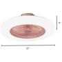 BAYCHEER Acrylic Doughnut Ceiling Fan Light Simple Living Room LED Semi Flush Mounted Lamp Fixture for for Living Room/Kitchen/Bedroom/Dining Room, 3 Light Color Changeable,Pink