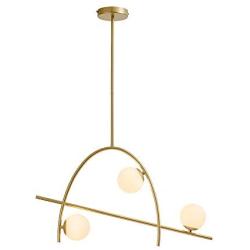 Glass Globe Sputnik Chandelier Modern 3 Light Molecule Pendant Lighting,G9 Mid Century Brass Finish Ceiling Lamp for Dining Room Hallway