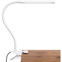 LEPOWER Led Clip on Light, Book Light for Reading in Bed, 4W Reading Light 3 Color Temperature Settings Stepless Adjustable Brightness Clip Lamp for Desk, Bed Headboard, Computer and Piano （White）