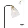 Black Floor Lamp, Contemporary Standing Lamp with Hanging Bubble Glass Lamp Shade, Industrial Light for Living Room Bedroom Farmhouse