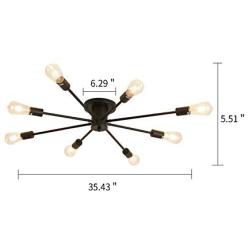 8-Lights Ceiling Light ,Metal Semi Flush Mount Chandelier, Ceiling Lamp for Dining Room Bedroom Kitchen Living Room Foyer Hallway（Black）.