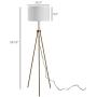 HOMCOM 59.75'' Floor Lamp Standing Lamp Fabric Lampshade E26 Lamp Holder Steel Tripod Living Room, Gold