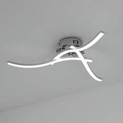 LED Ceiling Light 18W Modern Curved Design Geometric LED Ceiling Lamp 3 Built-in LED Boards Natural White 1600lm 4000K Metal Ceiling Lighting Fixture for Bedrooms Living Rooms Kitchen Office 85V-265V