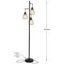 Brightech Teardrop - Floor Lamp Matches Industrial, Farmhouse & Rustic Living Rooms – Standing Tree Lamp with 3 Elegant Cage Heads & Edison LED Bulbs - Tall Vintage Pole Light - Black