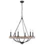 Farmhouse Rustic 6-Light Candle Wooden Chandelier, Cottage Wooden Iron Light Fixture Wood Pendant Ceiling Light for Dining Room, Living Room, Foyer, Hall, Restaurant - Burlywood