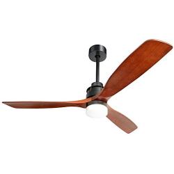 Sofucor 60'' Modern 3 Blades Ceiling Fan with Remote for Living Room Kitchen Bedroom with Remote without Light, Solid Mahogany and Matte Black…