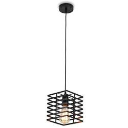 Black Pendant Light, Industrial Hanging Light Fixture Cage Pendant Lighting Edison Small Ceiling Light for Kitchen Island Living Room Bedroom