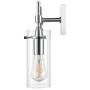 Effimero Chrome Bathroom Vanity 2 Light Fixture - Modern Over Mirror Lighting with Clear Glass Shades