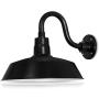 14in. Satin Black Outdoor Gooseneck Barn Light Fixture with 10in. Long Extension Arm - Wall Sconce Farmhouse, Antique Style - UL Listed - 9W 900lm A19 LED Bulb (5000K Cool White) - 2-Pack