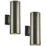 Dysmio Lighting Outdoor Wall Fixture, Up and Down Light, Polished Graphite Finish on Steel Cylinder - Pack of 2