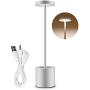 Wireless Desk Lamps,Cordless Table Lamp USB Rechargeable Battery Operated Energy Saving LED Bedside Lights for Living Room/Dining Restaurant/ Bedroom,Silver