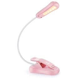 Vekkia Rechargeable-Book-Light-for-Reading-in-Bed, 3000K Warm 6 LED 3 Brightness Lamp (Pink)