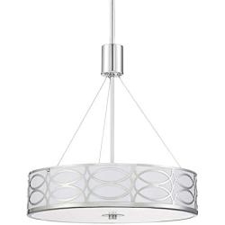 Kira Home Sienna 18'' Modern 3-Light Drum Chandelier + Tempered Glass Diffuser, Adjustable Height, Chrome Finish