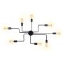 T&A Black 8 Lights Sputnik Chandelier Semi Flush Mount Ceiling Light,Modern Industrial Style Lighting Fixture for Kitchen Dining Room