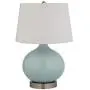 Amazon Brand – Stone & Beam Round Ceramic Table Lamp With Light Bulb and White Shade - 11 x 11 x 20 Inches, Cyan Blue